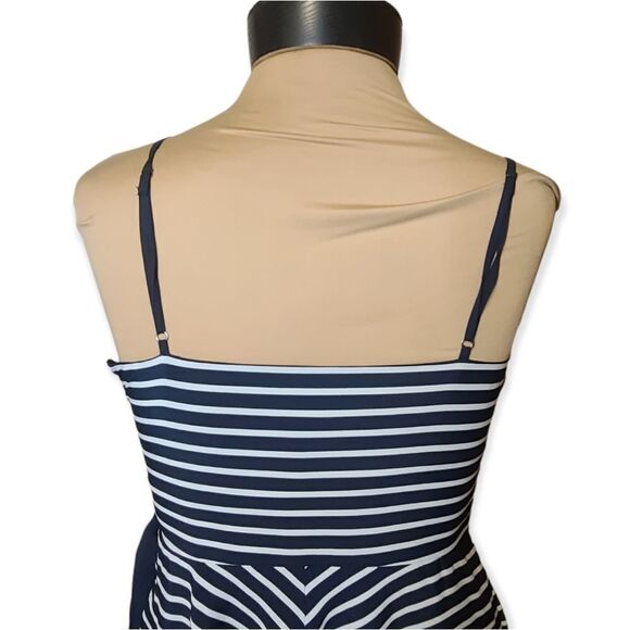 Banana Republic Blue White Striped Hankerchief Hem Dress Size 0 - Picture 2 of 10